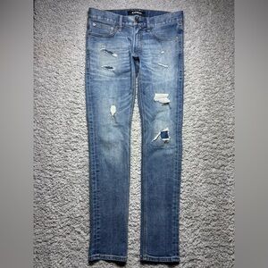 Express Jeans Mens 30 x 32 Skinny Distressed Patched Holes Casual Concert Party